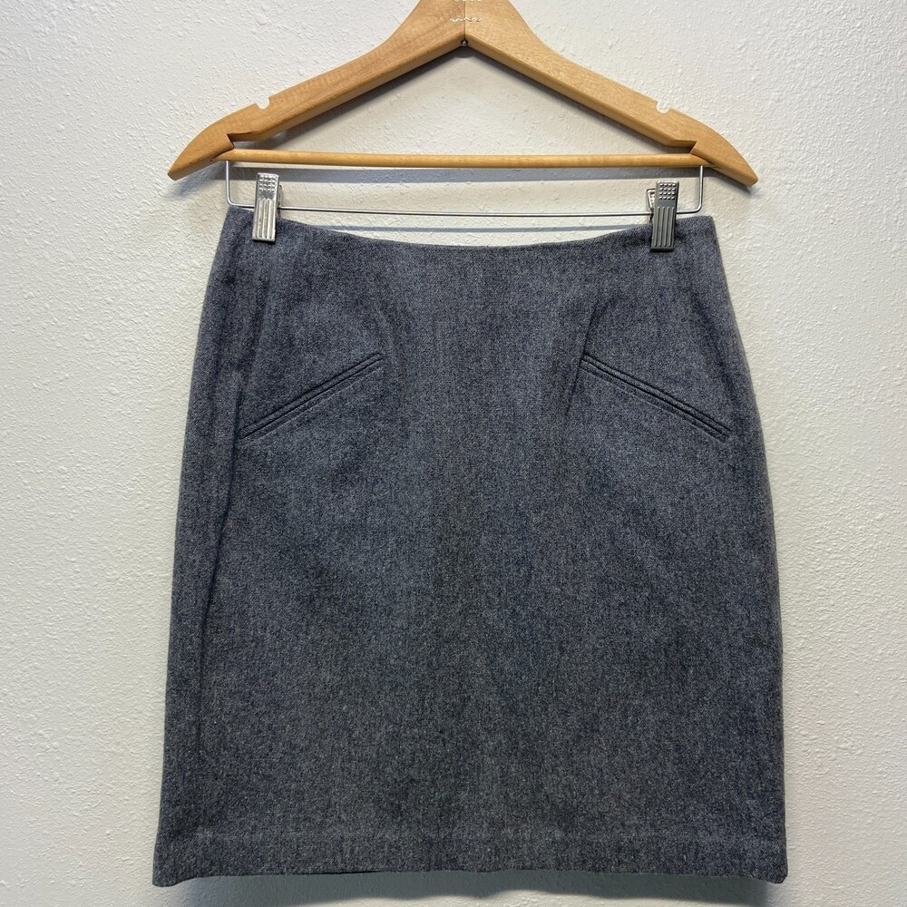 VTG DKNY Wool Mix Midi Charcoal Skirt Women's Sz 6